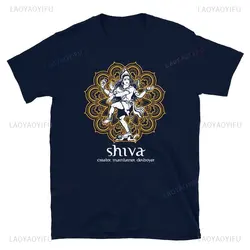 Vintage Creator Maintainer Destroyer Mandala Shiva Man T-Shirt Summer Woman High Quality Cotton Graphic T Shirts Camisetas