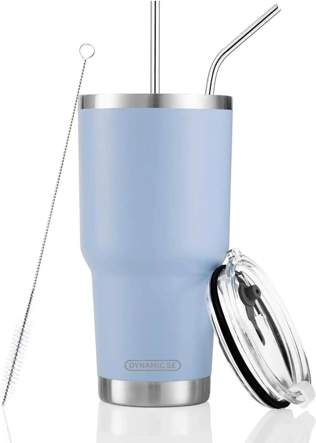 

30oz Vacuum Insulated Tumbler with Straw and Lid, Double Wall Stainless Steel, Keeps Drinks Cold 24h or Hot 6h, Includes Cleaning Brush