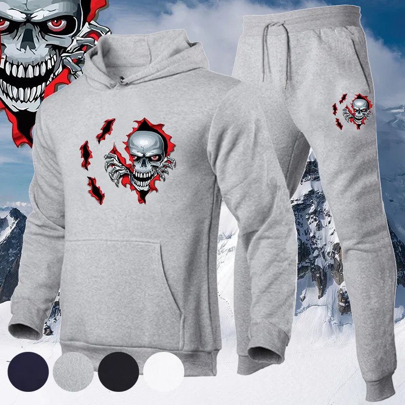 

Autumn and winter fleece warm men's sportswear hoodie + pants 2-piece suit suit sportswear trend fashion casual men's clothing