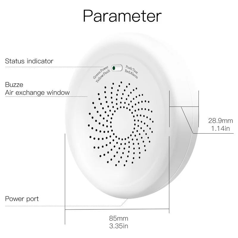 ZigBee Tuya Combustible Gas Leakage Sensor Intelligent Gas Detector Remote APP Guard Fire Retardant Kitchen Audible Visual Alarm