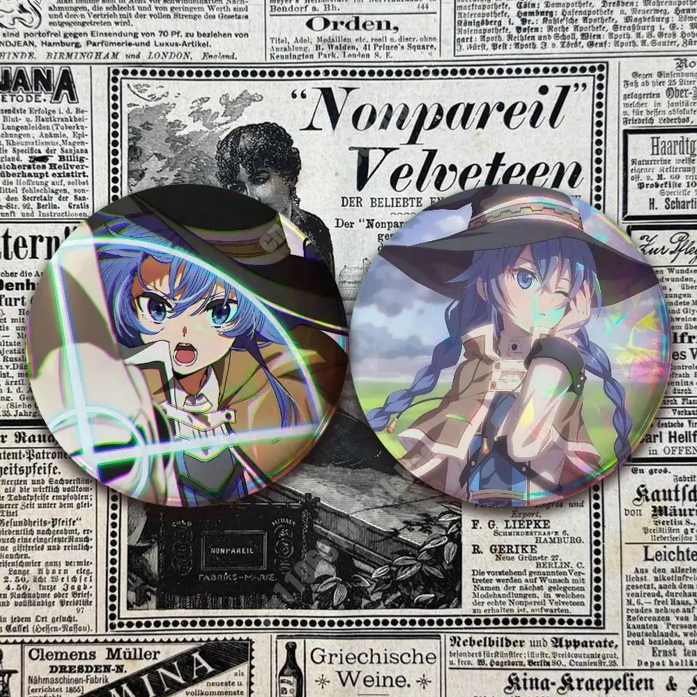 Roxy Mushoku Tensei Jobless Reincarnation Button Badge 2PC Sets for Bags & Clothes & Accessories Metal Pin Creative Gift