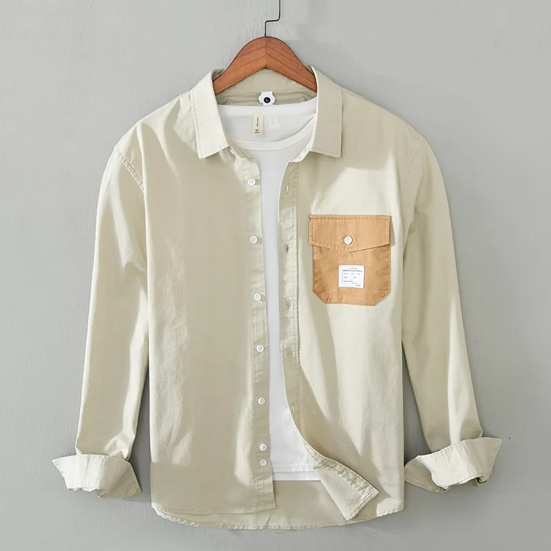 

Повседневная свободная хлопковая длинная све irt, мужская дизайнерская модная художественная однотонная осенняя одежда на пуговицах, молодежный тренд