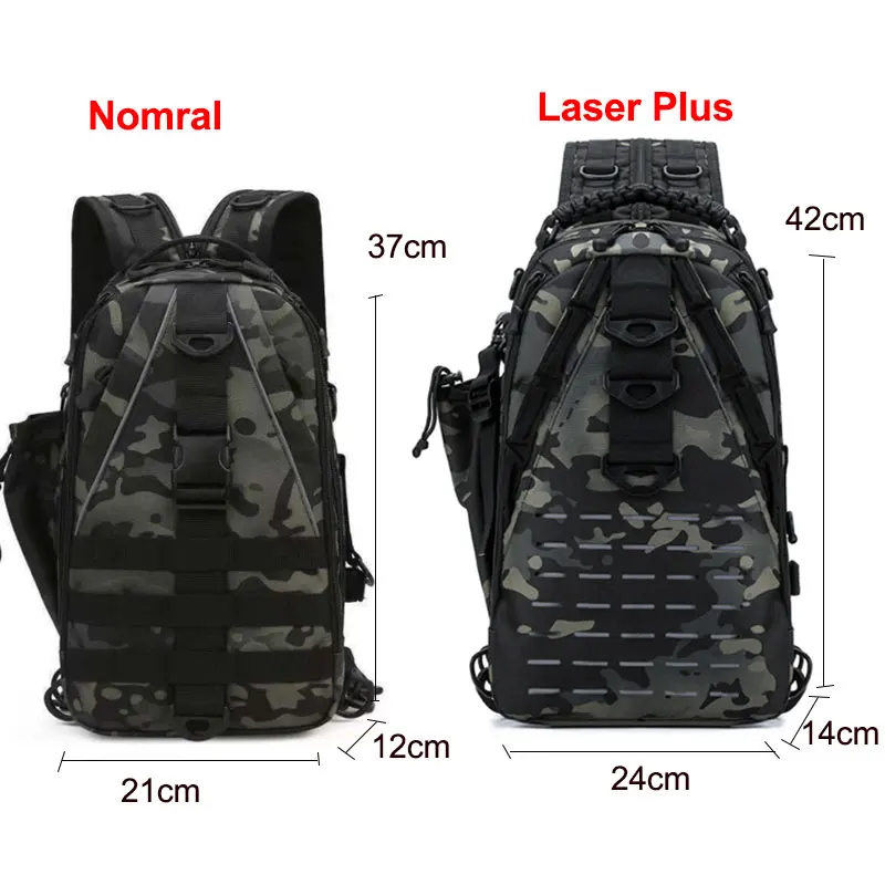 Large Capacity Fishing Bag Men Laser Travel Camping Backpack Fishing Lure Rod Outdoor Hiking Tactical Molle Shoulder Chest Bags