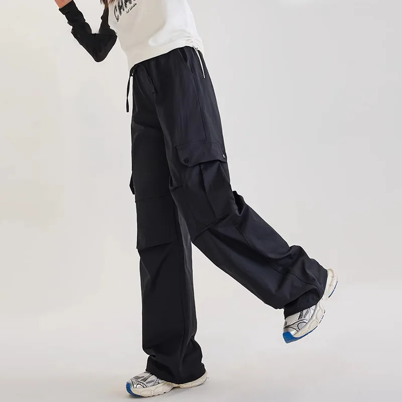 Spring Autumn New Girls Causal Cargo Pants solid color Loose Sports Pants For 5 6 8 10 12 14 Years Teen Girls Cotton Trousers