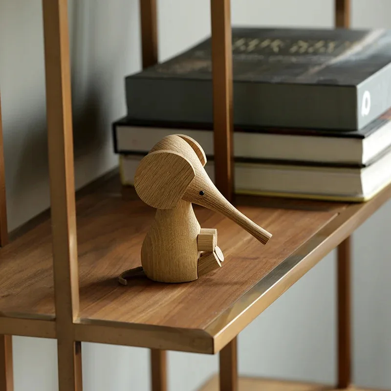 Nordic solid wood elephant household furnishings European Danish puppet white oak elephant beech creative wood crafts