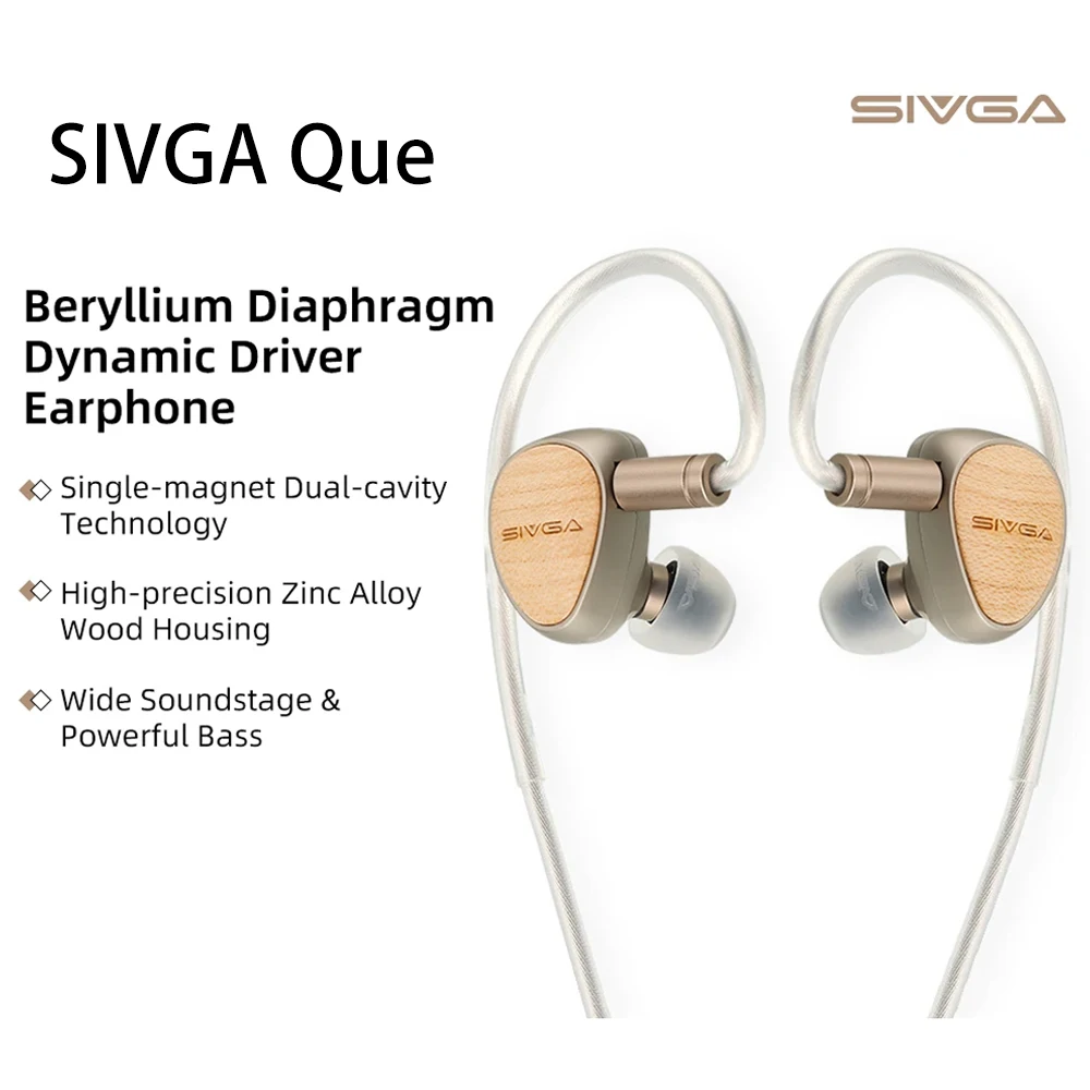 Audífonos Intrauditivos SIVGA Que IEMS con Diafragma Dinámico de Berilio de 10 mm, Alta Fidelidad, con Cable, Madera de Arce Blanco