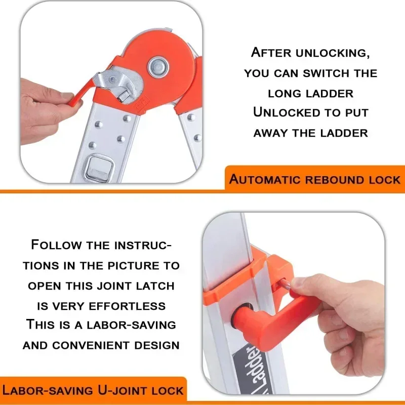 14 Ft Anti-Slip Multi Position & Storage Folding Ladder, Security Load Telescoping Aluminum Ladders For Stairs view 5