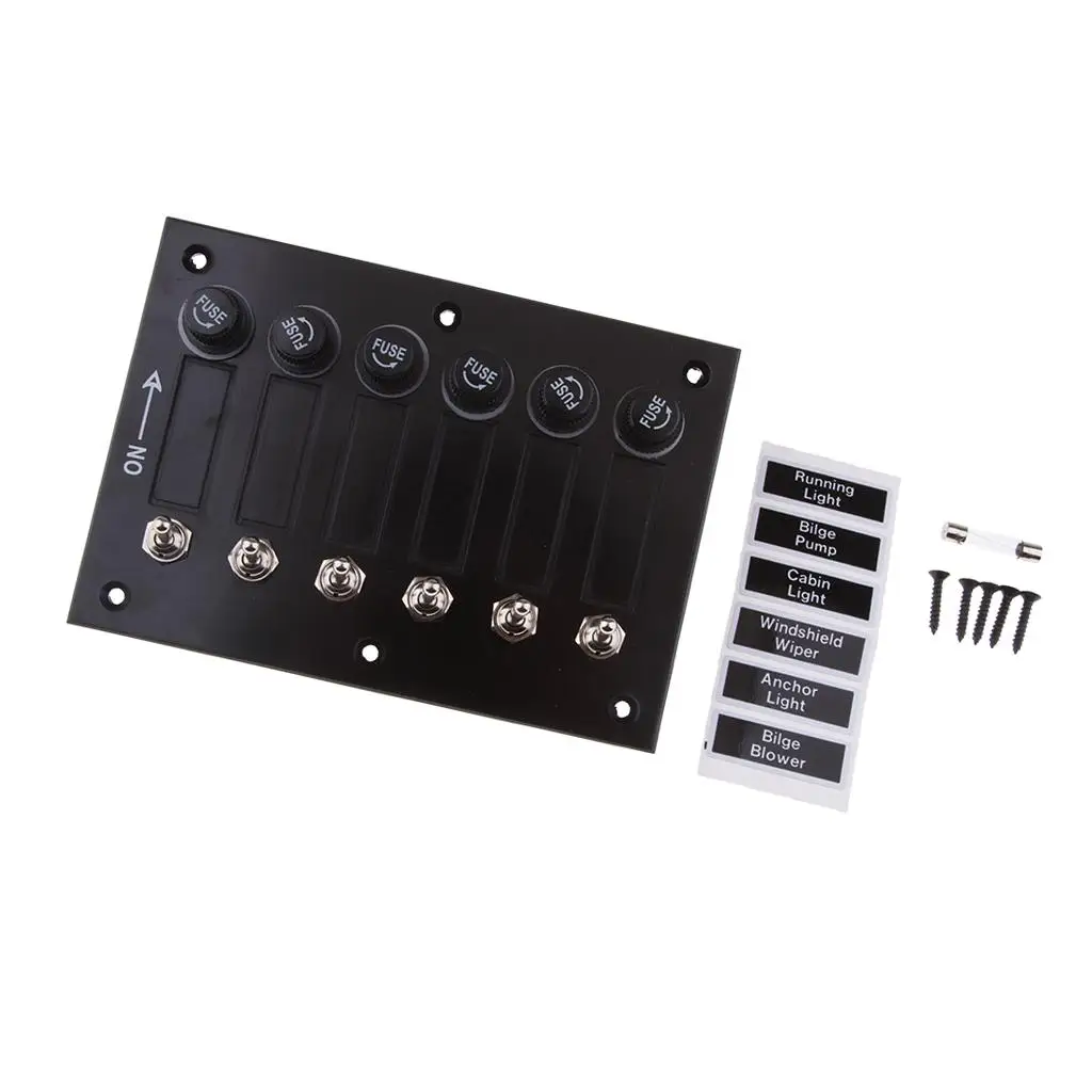 Fused 6-Band Marine Switch Panel for RV Boat 12 Switch Panel