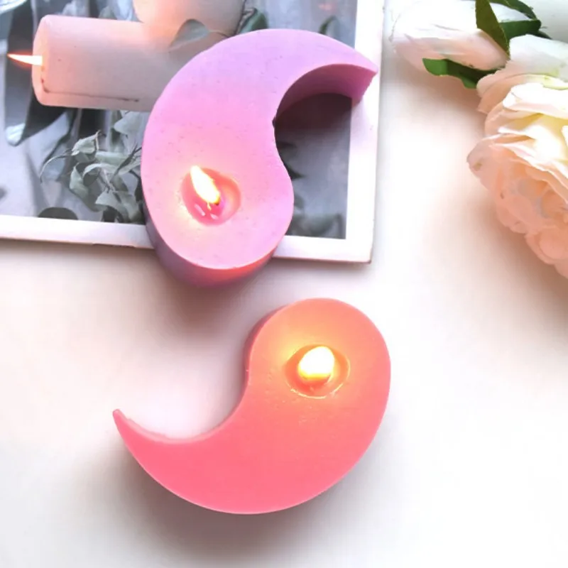 Molde de silicona para velas de Yin Yang, suministros para fabricación de velas hechas a mano de Tai Chi, aromaterapia, joyería de yeso, artesanía