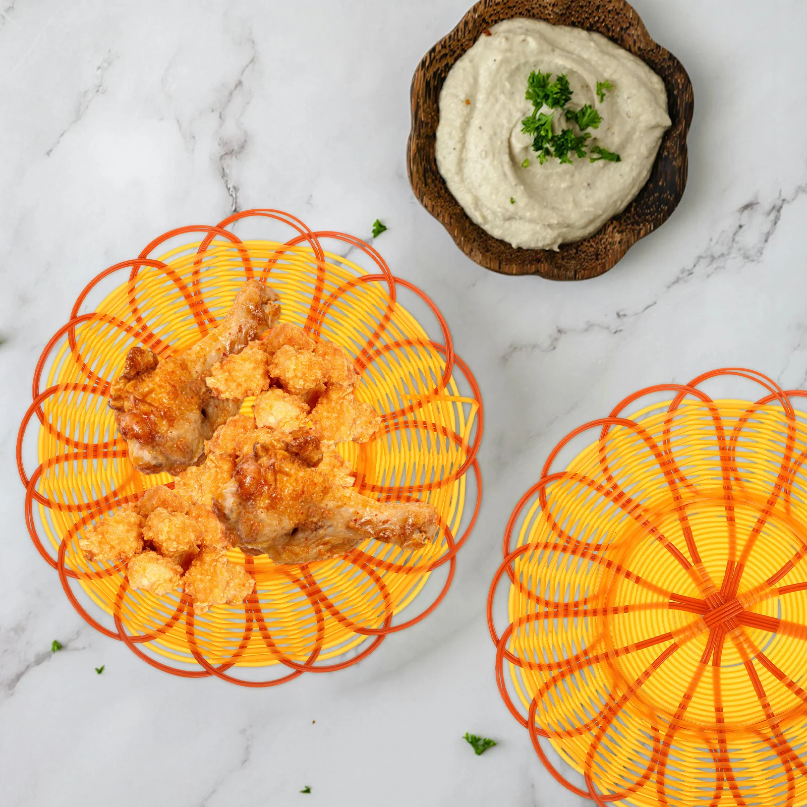 

3pcs Snack Basket Woven Storage Small Wicker Fruit Kitchen Plastic Premium Material Practical Simulation Rattan