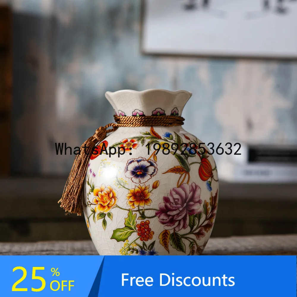 

YFY American Retro Ceramic Vase Creative Lucky Bag Style New Chinese Decorations for Living Room Dining Table Desktop