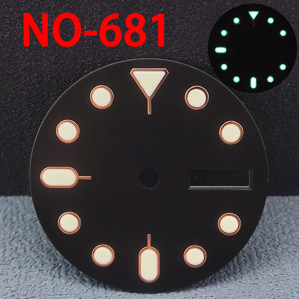 Quadrante NH35 nuovo quadrante luminoso calendario singolo/doppio quadrante diametro 28.5mm con supporto logo stampato al laser