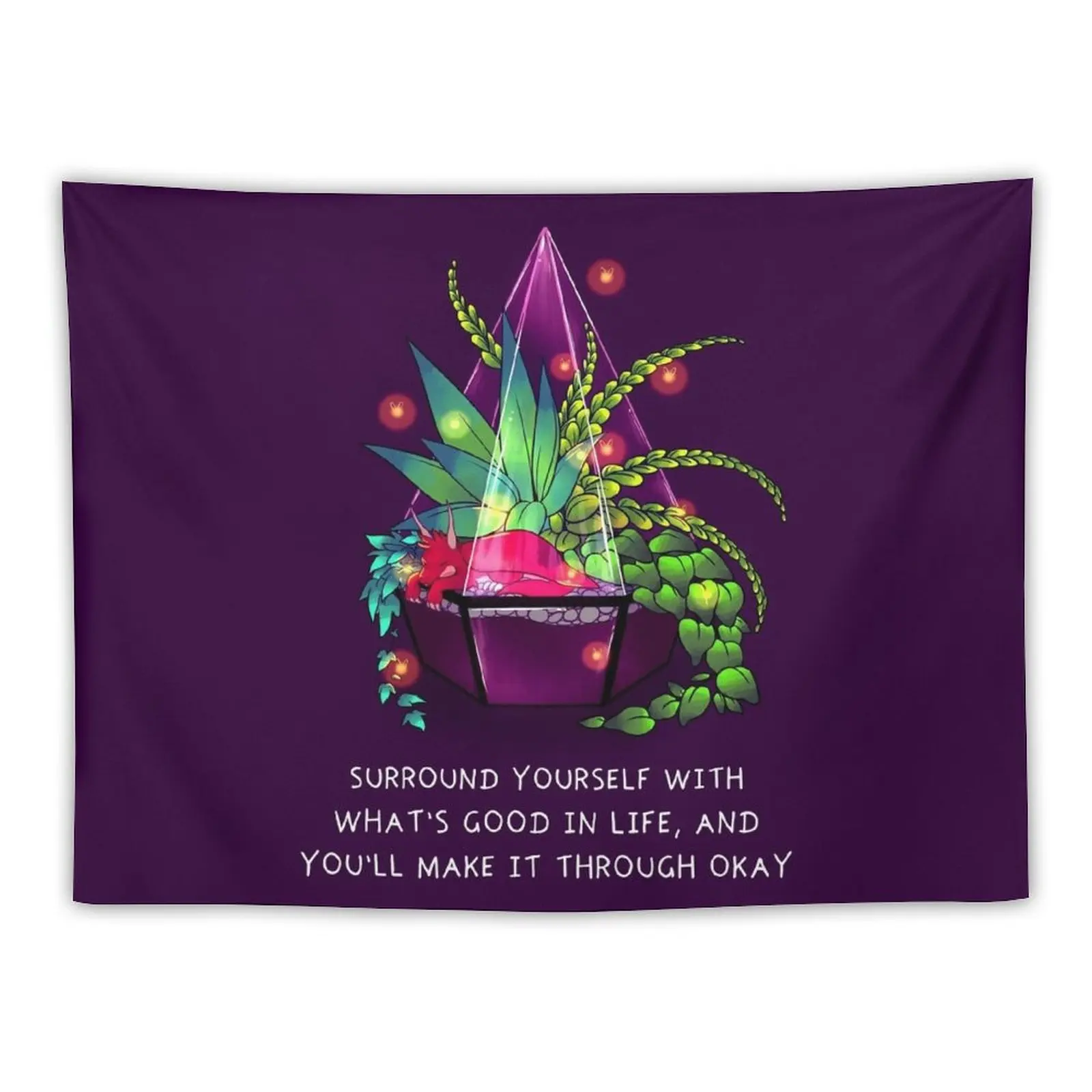 New Surround Yourself With What's Good in Life Terrarium Dragon Tapestry Room Ornaments Tapestries Wall Hanging Cute Decor