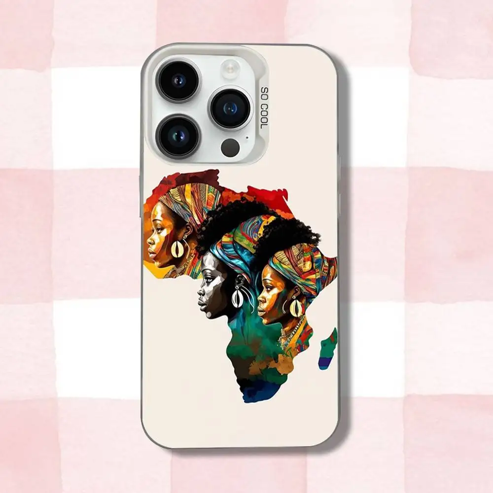 حافظة هاتف Geogra لخريطة أفريقيا لهواتف iPhone 16,15,14,13,12,11,Pro,XS,Max,Plus,Mini,SE غطاء مقاوم للصدمات من الحلوى البيضاء غير اللامعة