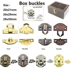 5set  Vintage Wooden Jewelry Box Buckles Antique Box Iron Latch Clasps Padlock Hasp Locked Wooden Wine Gift Box Hardware Supplie