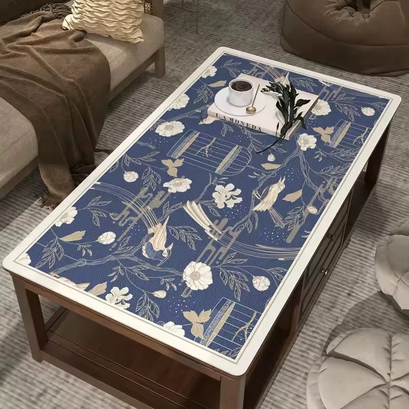 

Solid color soft stretch leather table cloth Waterproof oil-proof heat-resistant coffee table mat party table deco cover custom