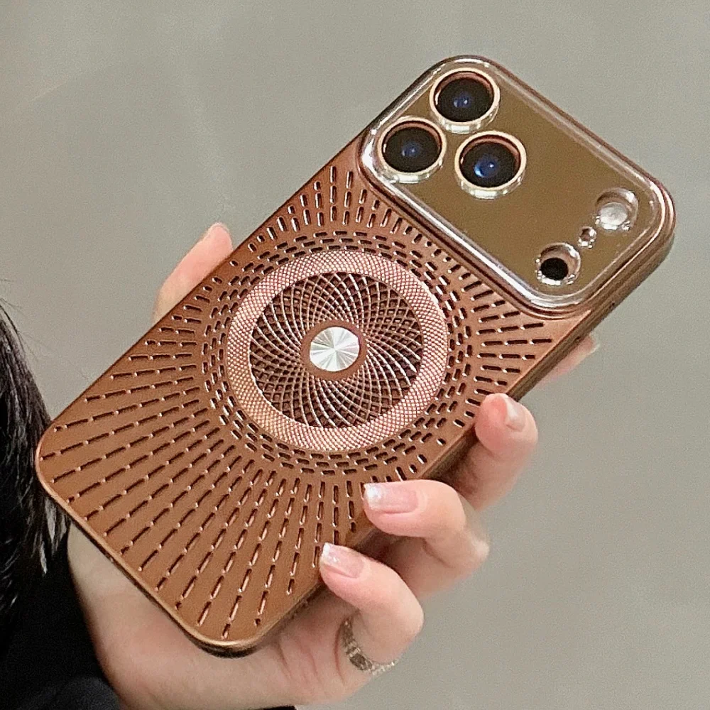 

Роскошный металлический чехол в стиле Ice Sense Technology для iPhone 17, Air 16, 14, 13, 12, Pro Max Plus, жесткий магнитный чехол с беспроводной зарядкой