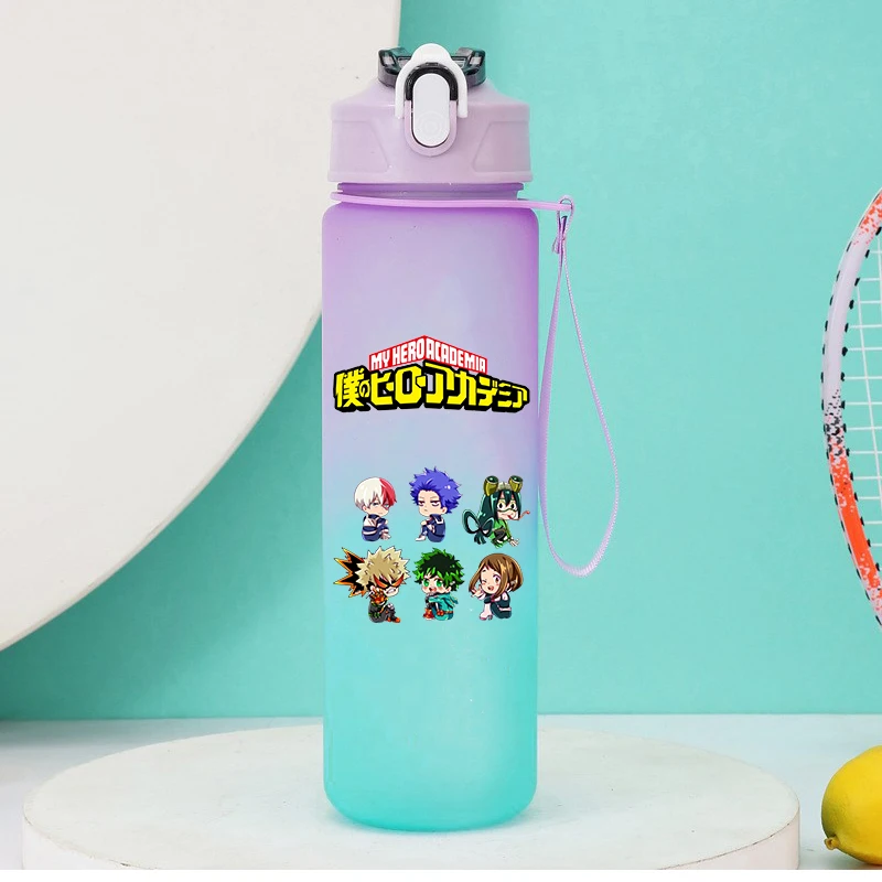 750ml Anime My Hero Academia Straw Water Bottle women men Cartoon Drinking Water Cup Outdoor Large Capacity Camp Drinkcup Gift view 6
