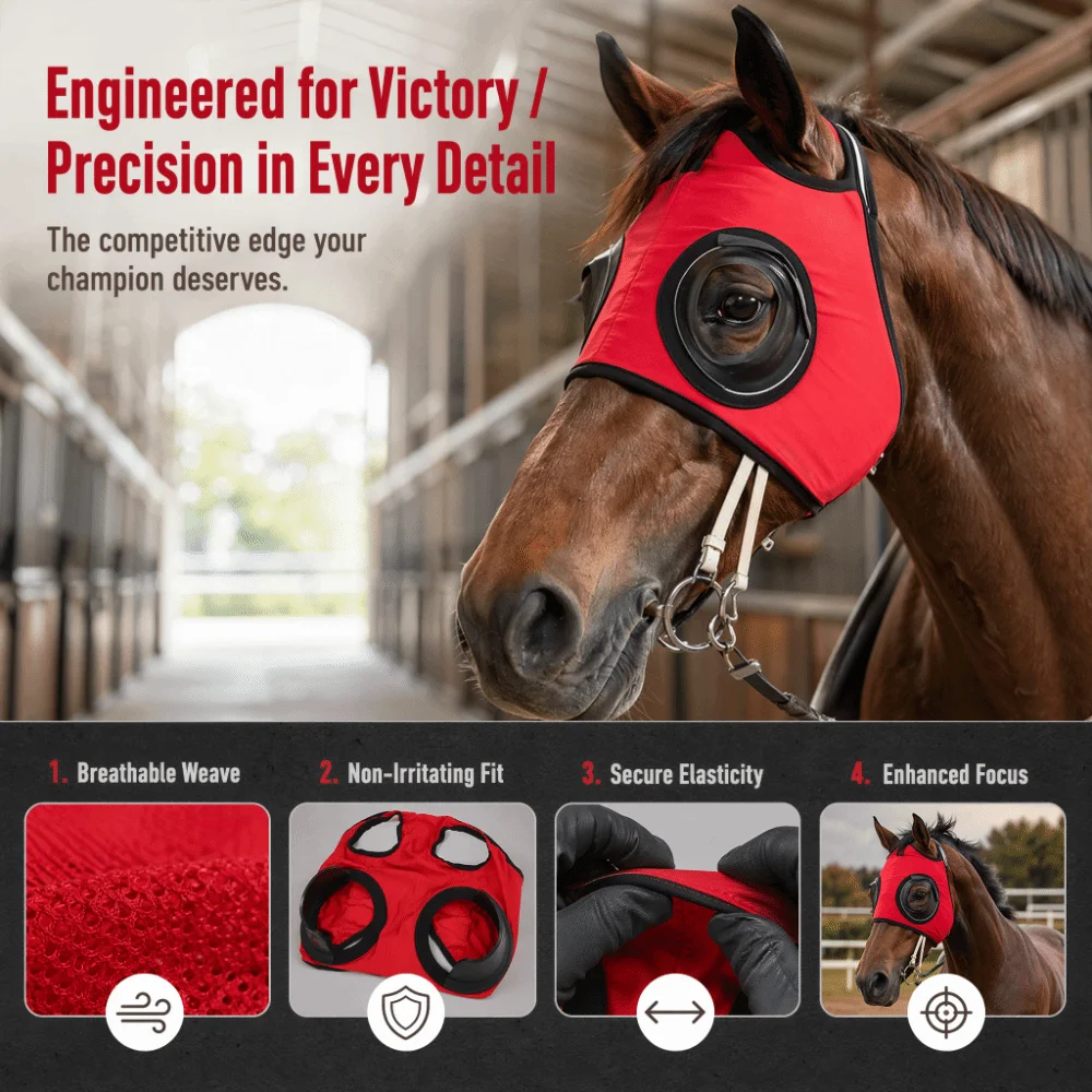 High Elasticity Horse Eye Cover Breathable Material Sand Proof Function Horse Eye Veil Comfortable Durable Horse Eye Blinder