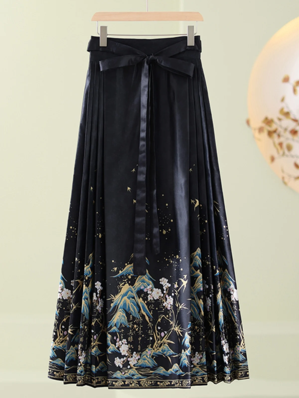 

Новая китайская юбка Hanfu с хвостом в китайском стиле, женская весенне-осенняя повседневная юбка Thousand Li Mountain Lacape Ming Dynas M...