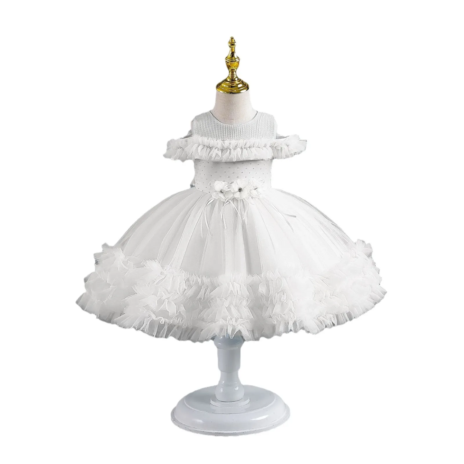 Annabelle-Robe de Cérémonie à Fleurs pour Fille, Tenue de Bal en Tulle, Appliques en Fibres, Élégante, à la Mode, Nouvelle Collection