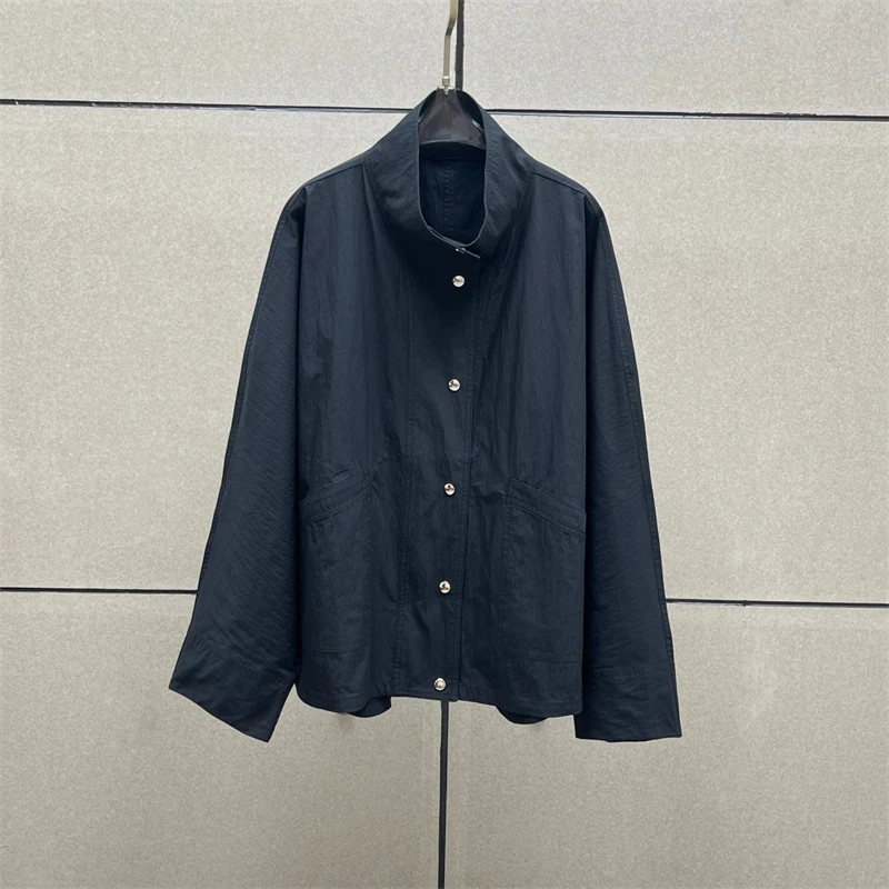 

Spring 2026 Women's High Collar Loose Thin Jacket High Street Fashion Straight Cut Casual Windproof Outdoor Clothing