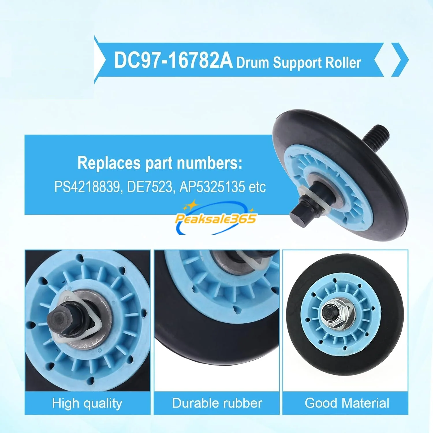 Dryer Repair Kit for Samsung DC97-16782A Drum Roller 6602-001655 Drum Tension Belt DC93-00634A Idler Pulley DC61-01215B Spring