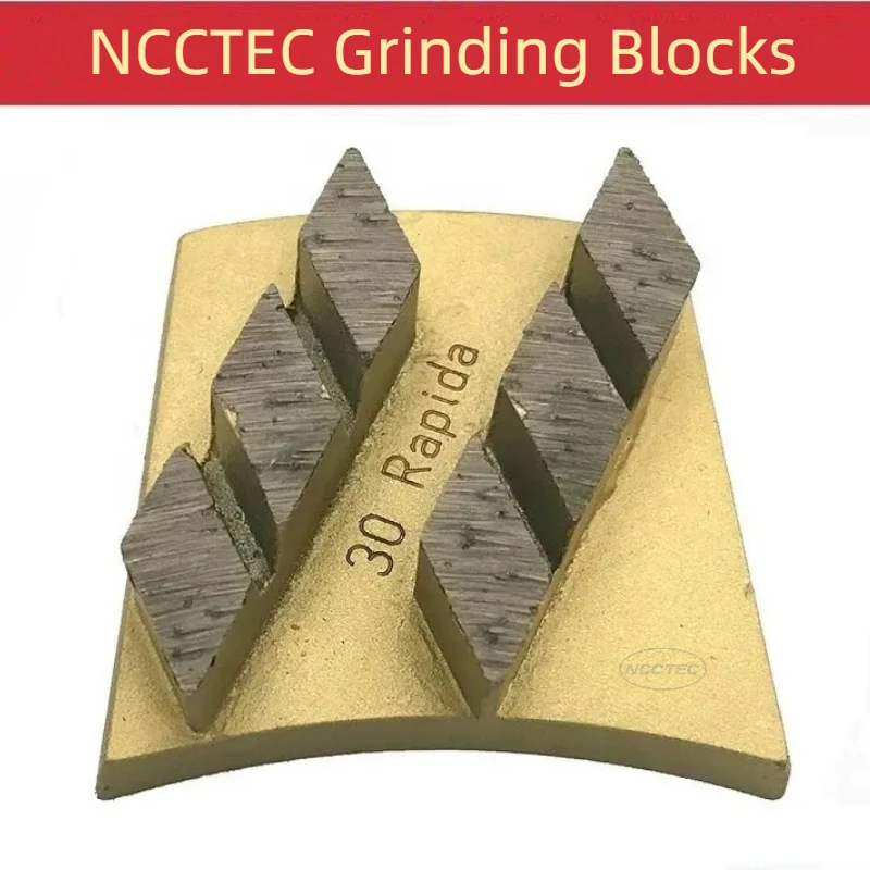 [2 Segments Rapida] 9pcs Diamond NCCTEC Concrete Grinding Polishing Blocks Shoes for Scanmaskin Wolf Floor Polisher Grinder