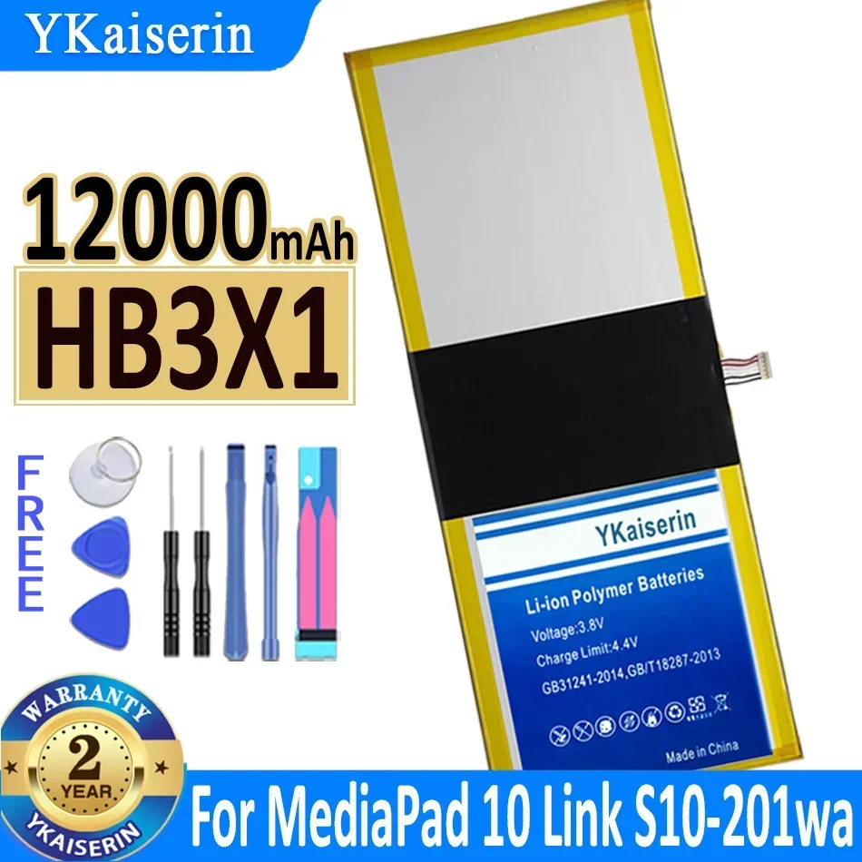 

12000mAh YKaiserin Battery for Huawei HB3X1 for MediaPad 10 for MediaPad10 Link S10-201wa S10-201u S10-231U S10-231w Bateria