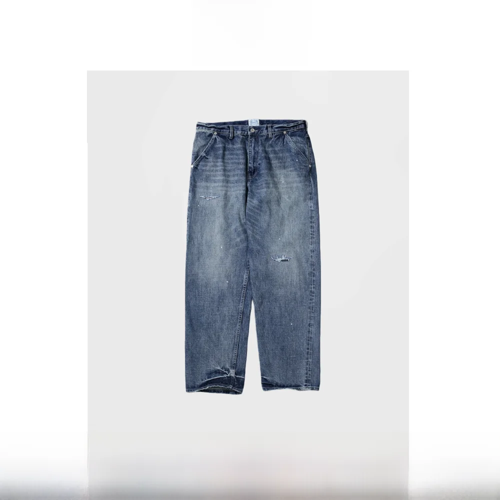 

Джинсы MADN Casual Loose Fit Vintage из японского денима, прямого кроя, с застежкой-молнией, средней посадки, 100% хлопок