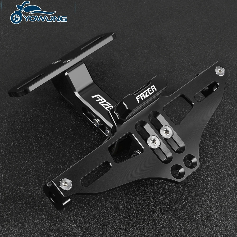 

For Yamaha FZ1 FZ-1 FZ6 FZ-6 FZ8 FZ-8 Fazer 150 250 400 1000 Adjustable CNC Aluminum Bracket License Plate Holder LED Light