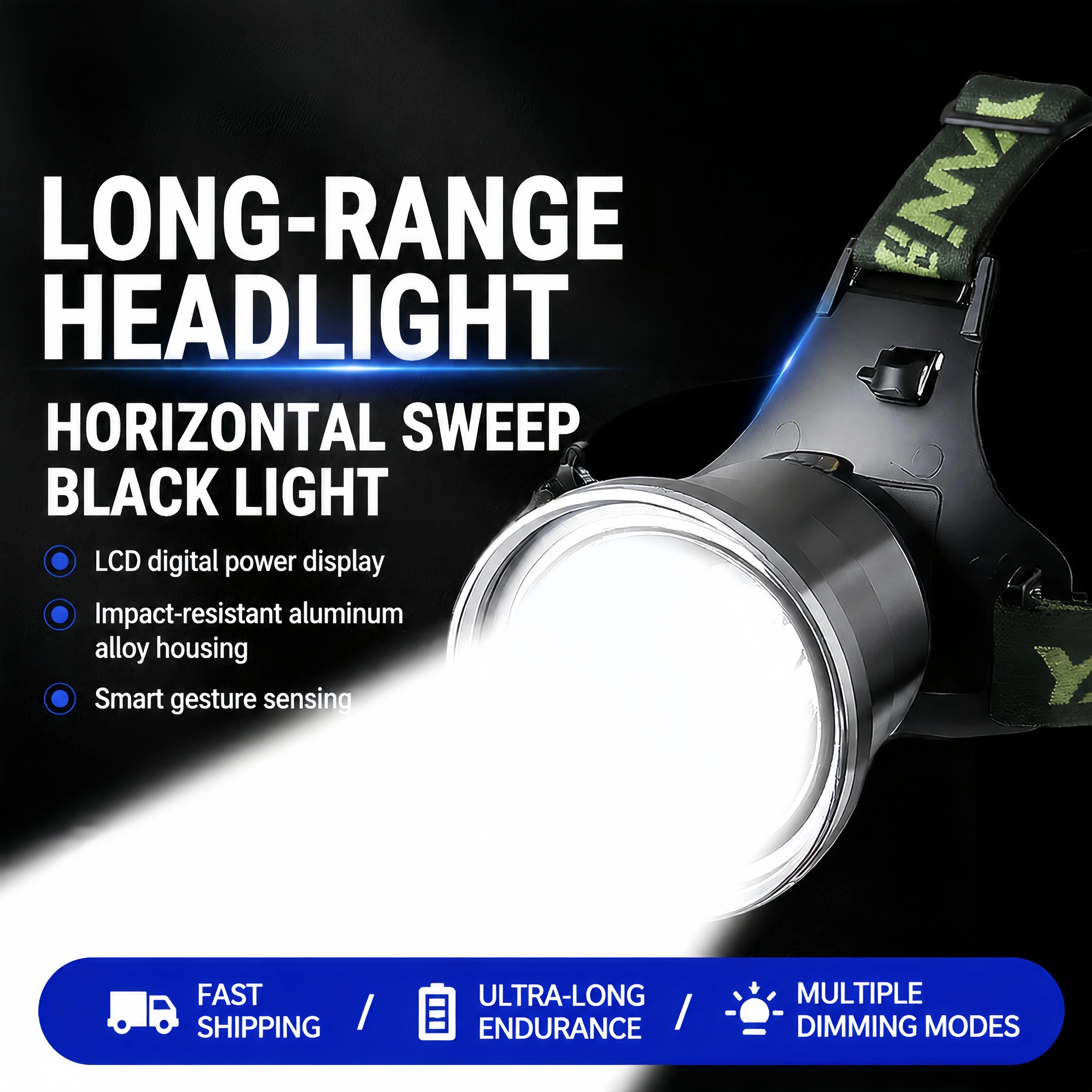 Super Bright LongRange Rechargeable LED Headlamp High Power 2000LM Waterproof Headlight for Outdoor Hiking Climbing Camping Work