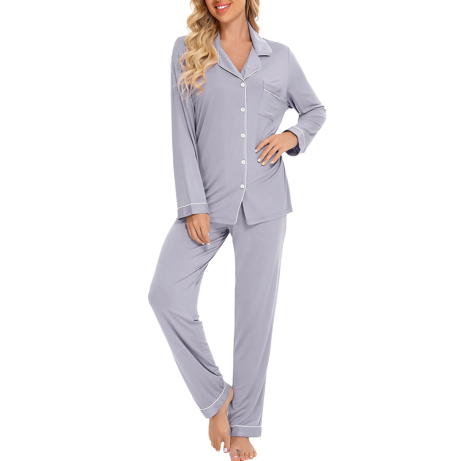 

New Elegant Fashion Casual Women Lady Soft Pajamas Set Pyjama Sleepwear Nightwear Loungewear Homewear ropa mujer