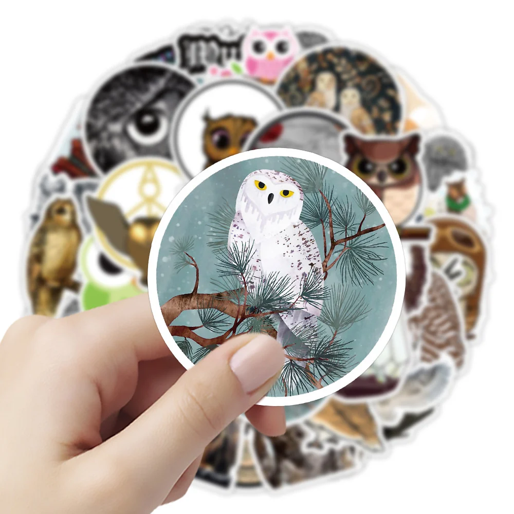 10/30/50PCS New DIY Owl Animal Cartoon Personality Creative Computer Suitcase Car Table Water Cup  Decoration Waterproof Sticker