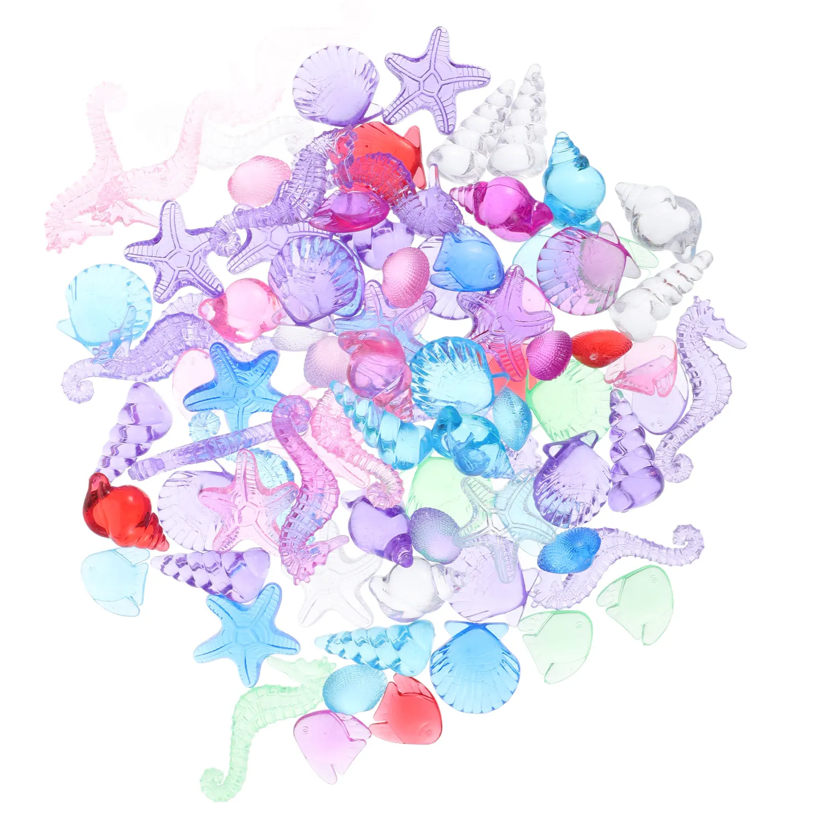 

100 pcs Plastic Shell Decorations Resin Marine Animal Aquarium Adornments Kids Sensory Fillers Fish Tank Landscape