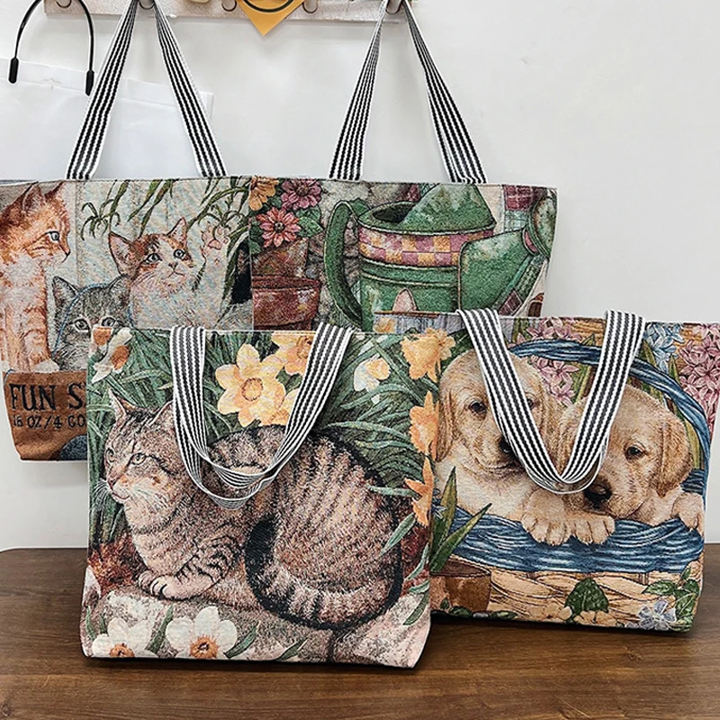 

Fashionable Retro Embroidered Knitted Bag Shoulder Bag Fabric Bag Ethnic Style