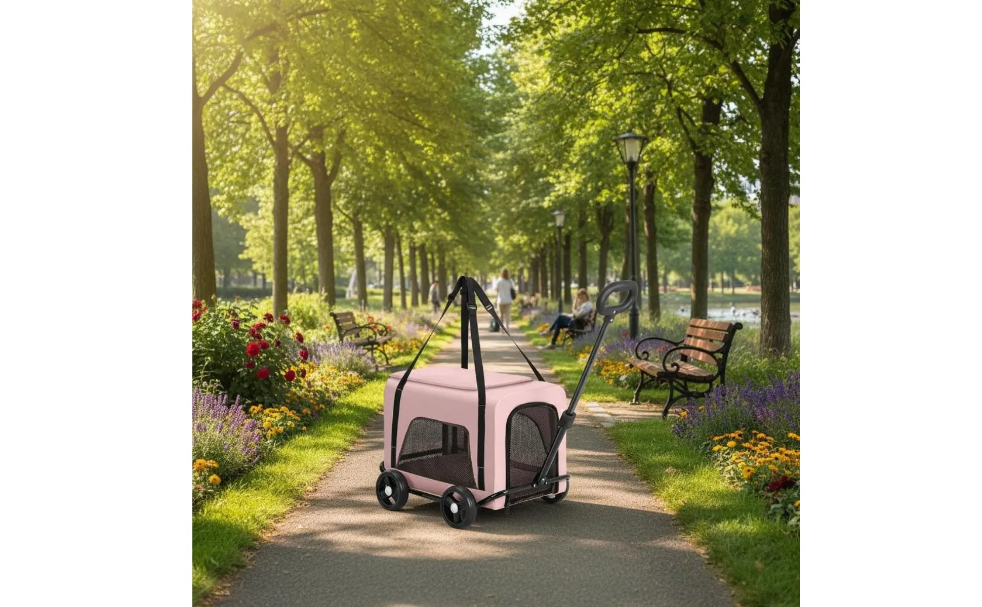 Foldable Pet Stroller Breathable Mesh Small Dog Feline Trolley Bag Pet Trolley Carrier Telescoping Handle Feline Rolling Carrier Foldable Pet Stroller Breathable Mesh Small Dog Feline Trolley Bag Pet Trolley Carrier Telescoping Handle Feline Rolling Carrier