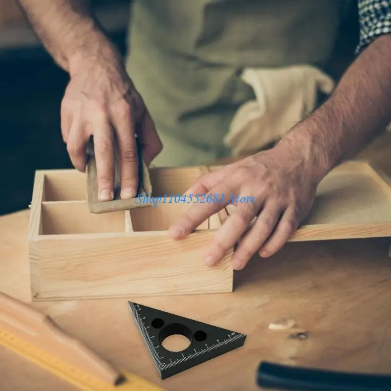 Règle Y6GD à droit 45/90 degrés Small Aluminium Triangles Ruler avec des échelles métriques