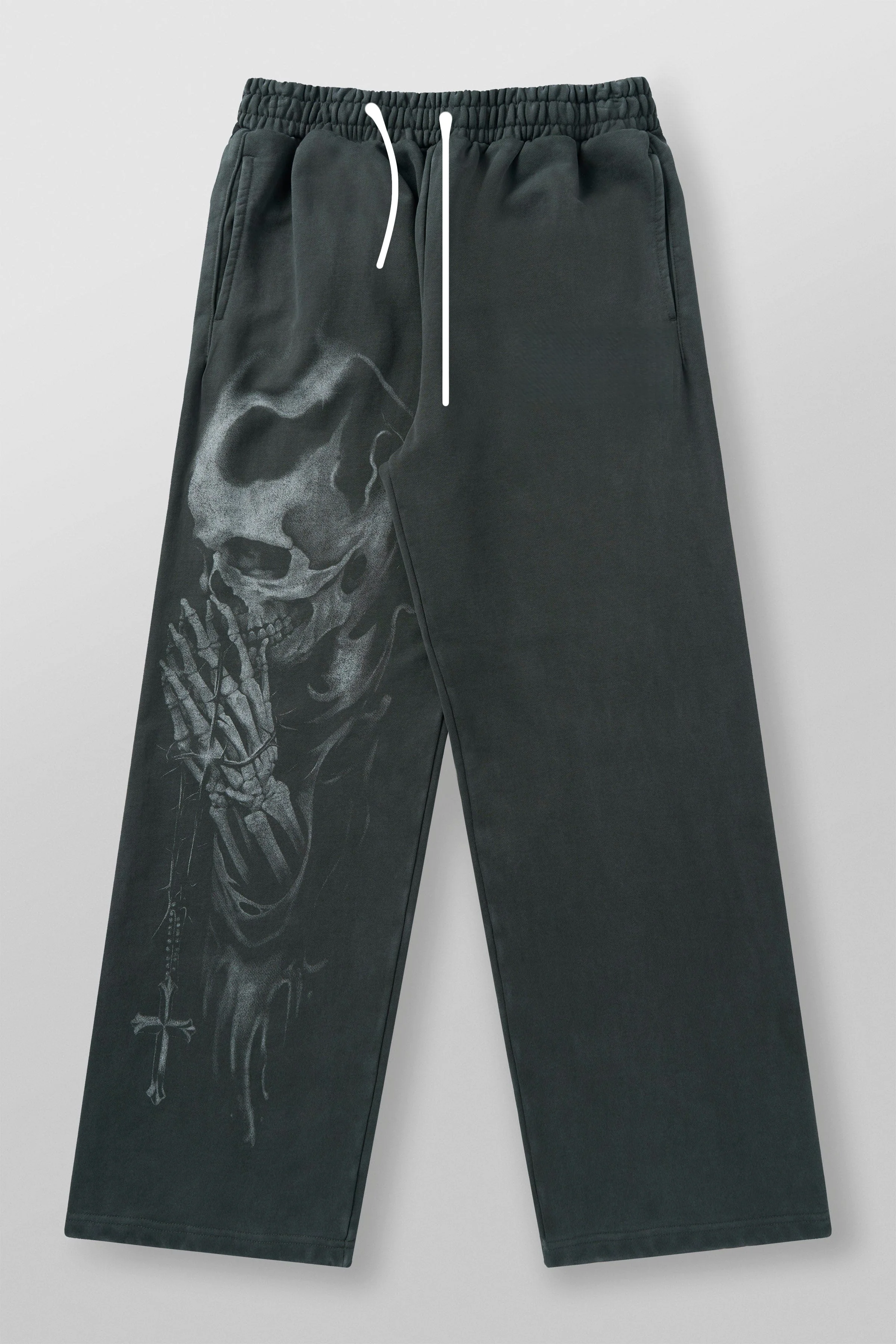 New Model Men Gothic Vertical Graphic Wide Leg Sweatpants Drawstring Loose Straight Baggy Y2K Dark Punk Streetwear Pants.