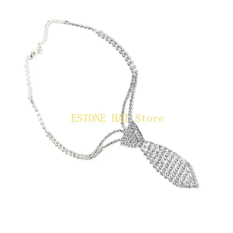 

49MF ожерелье-чокер со сверкающими кристаллами, короткий галстук, ювелирные изделия со стразами, галстук с цепочкой для и носки