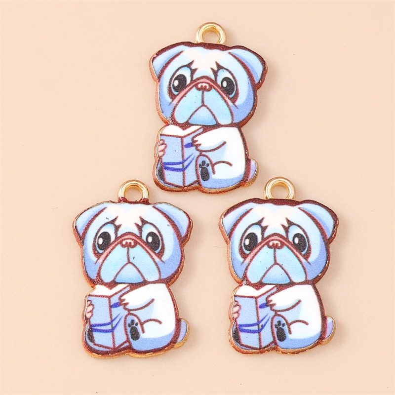20 Stück 15x22mm Cartoon-Tieranhänger, emaillierte Hunde-Anhänger für die Schmuckherstellung, Ohrringe, Halsketten, DIY-Bastelzubehör – Detail 8