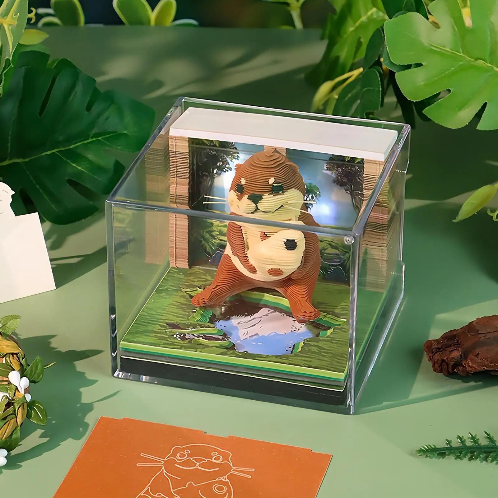 

3D блокнот 2026 3D настольный календарь с животными с акриловой крышкой для домашнего офиса, школы, общежития, квартиры, спальни, детской комнаты, праздника