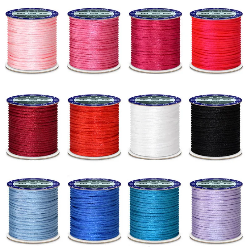 1.5/2/2.5mm Korea sznurek linowy nici Satin Nylon wykończenia Rattail Cord chiński węzeł drutu dla DIY pleciona bransoletka two...
