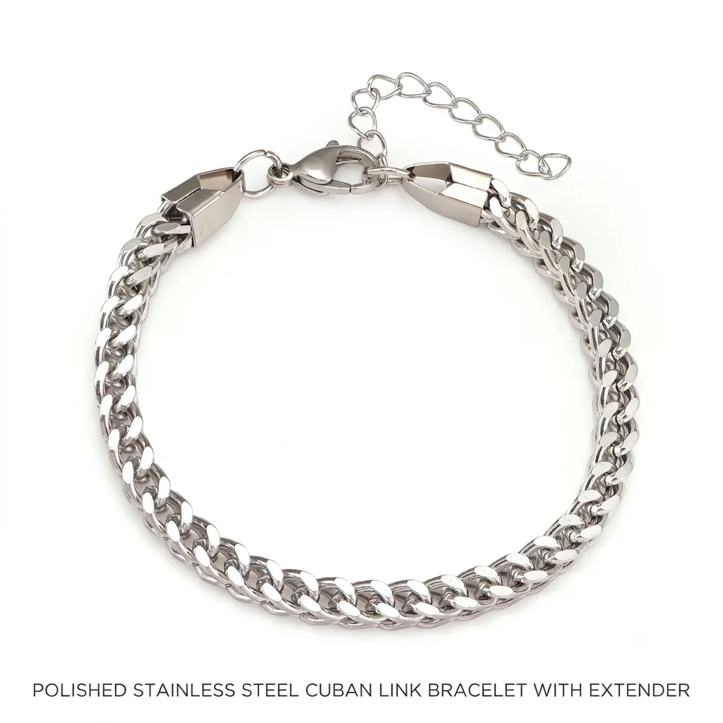 Reversible Double Curb Chain Silver Bracelet | Unique Two-Sided Wrist Stack Jewelry Unisex Minimal Titanium Steel Bracelet