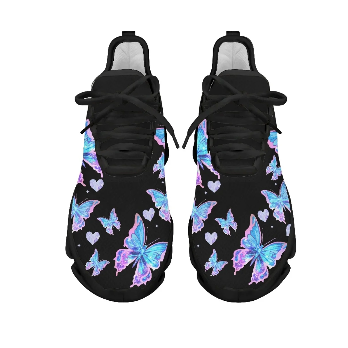 INSTANTARTS Vintage Shinning Butterflies Gradient Print Mesh Shoes for Women Lightweight Round Toe Platform Sneakers Size 35-46