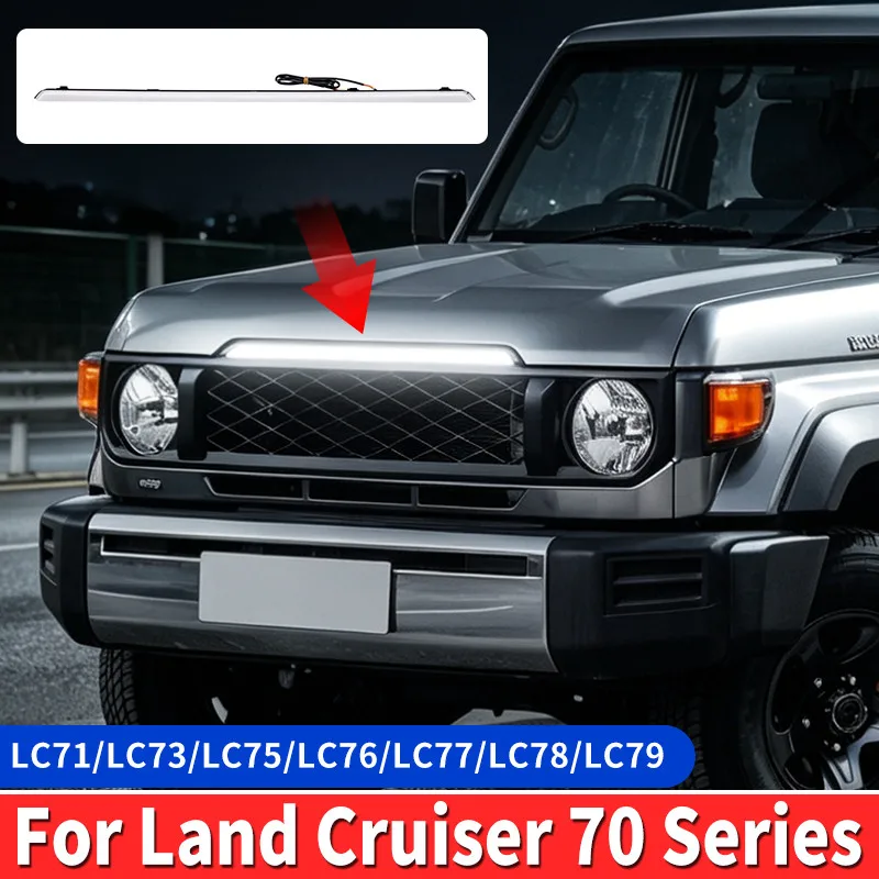 Tira de Luces LED para Parrilla Delantera para Toyota Land Cruiser 70 LC71 LC73 LC75 LC79 2024-2026, Iluminación, Accesorios de Estilo Exterior para Automóviles