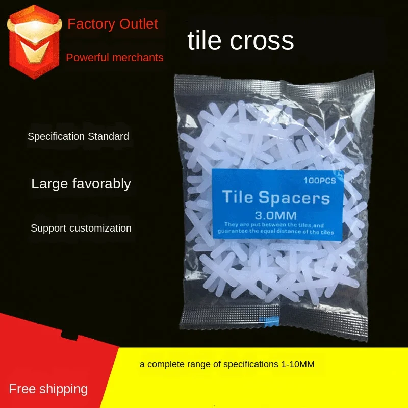 100pcs 1mm 1.5mm 2mm 2.5mm 3mm 4mm 5mm 8mm 10mm Plastic Cross Ceramic Tile Spacer, Plastic White Tiling Ceramic Tilers