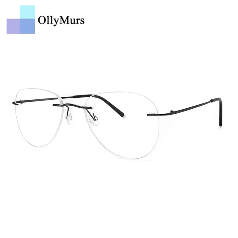 

OLLYMURS Trendy New Custom Pure Titanium Personalized Optical Lenses Simple Frameless Myopia Prescription Glasses Men Women M801