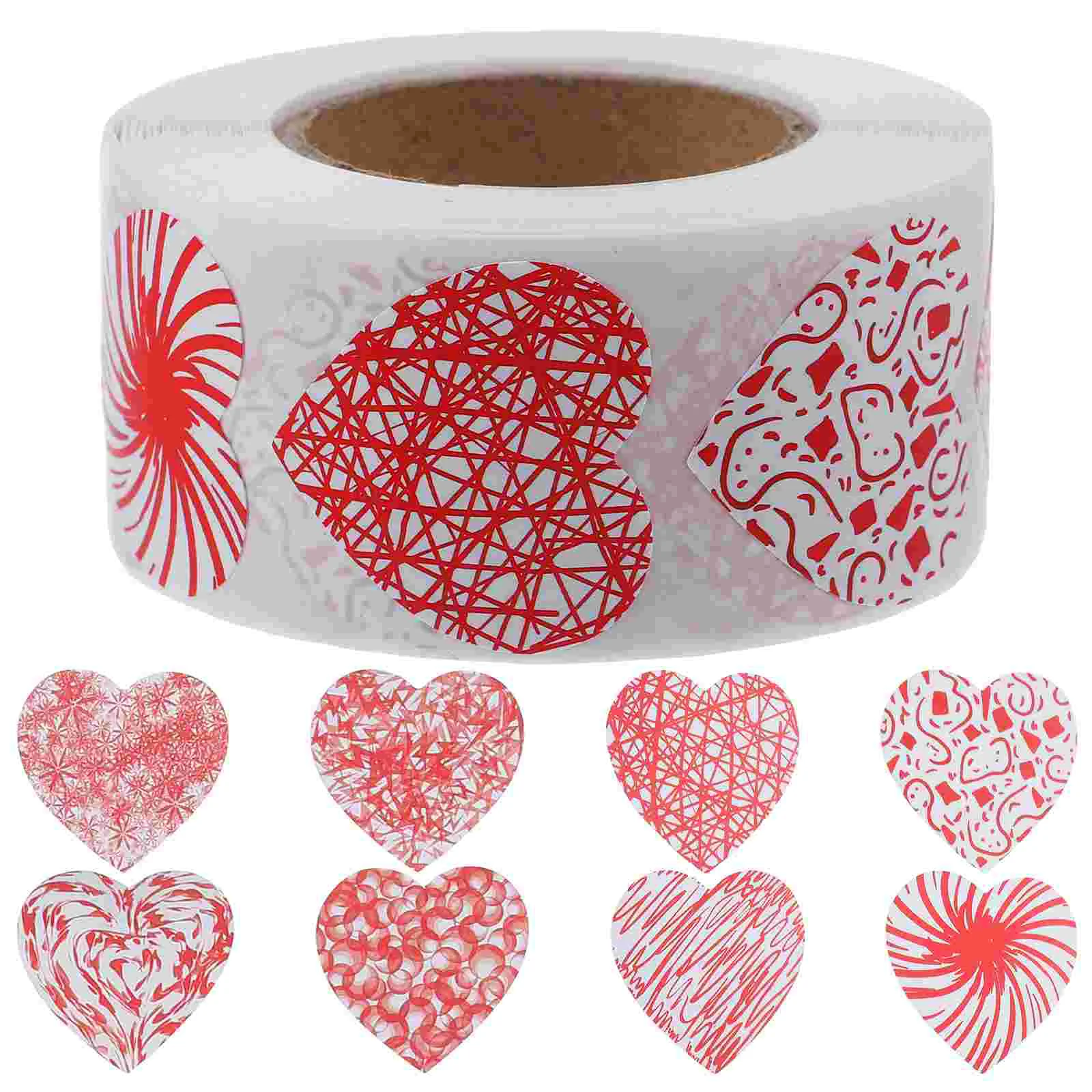 

1 Roll of Gift Packaging Stickers Envelopes Sealing Sticker Valentine's Day Heart Shape Decals heart sticker roll