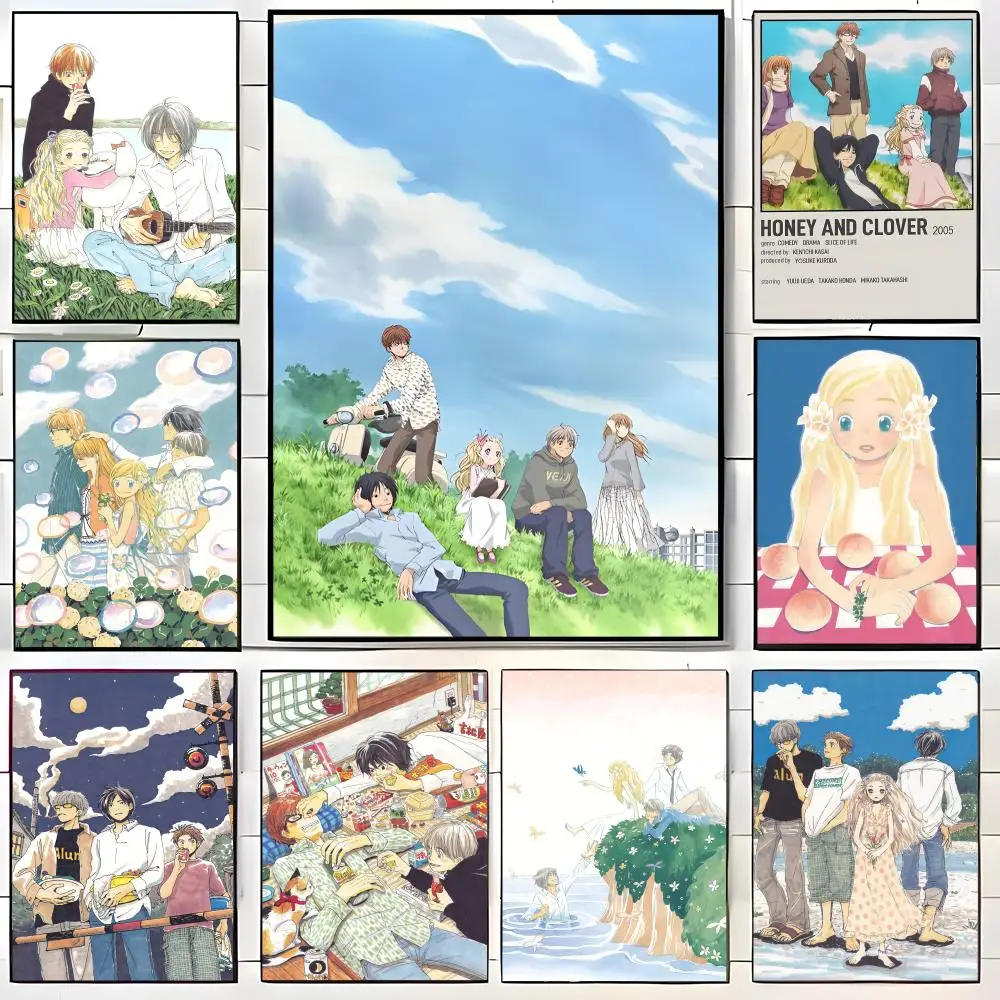 Slice of Life Anime H-Honey and Clover Poster  Self-adhesive Art Waterproof Paper Sticker Coffee House Bar Room Wall Decor